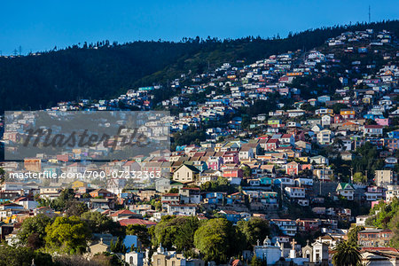 Overview of residences on hill, Valparaiso, Chile