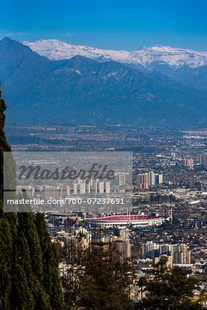 Overview of Santiago from Cerro San Cristobal, Bellavista District, Santiago, Chile