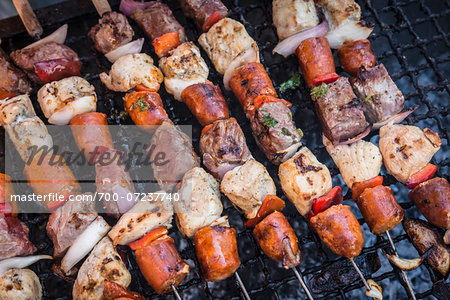 Kebabs for Chilean Independence Day, Parque Ines de Suarez, Santiago, Chile