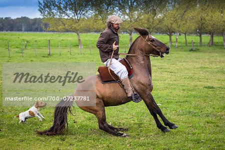 Man Horseback Riding at Candelaria del Monte, San Miguel de Monte, Argentina