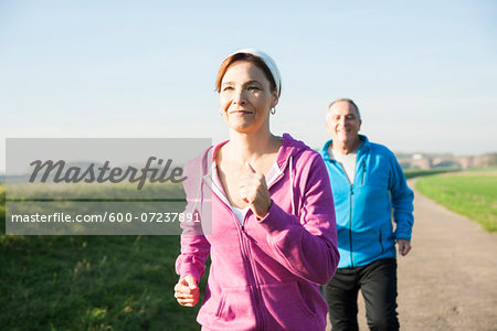 Couple Jogging Outdoors, Mannheim, Baden-Wurttemberg, Germany