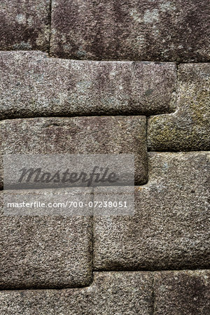 Close-up of structure of brick walls, Machu Picchu, Peru