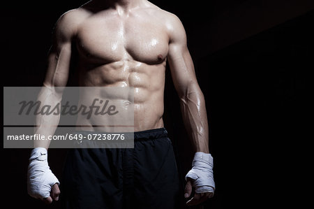 Muscular torso of boxer