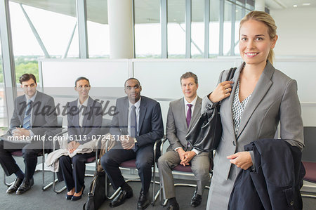 Businesswoman smiling in office