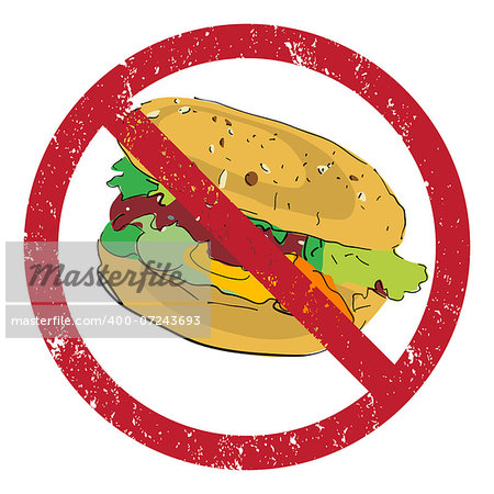 Hamburger banned stamp illustration isolated on white