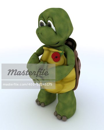 3D render of a with tortoise poppy in rememberance