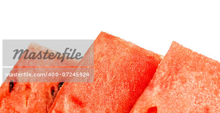 fresh slices of watermelon isolated on white, closeup