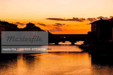 Famous Ponte Vecchio over Arno  river in Florence, Italy