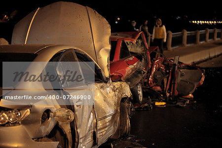 terrible head-on collision on the night road