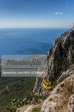 View over cable car from mountain Ai Petri near Yalta, Ukraine