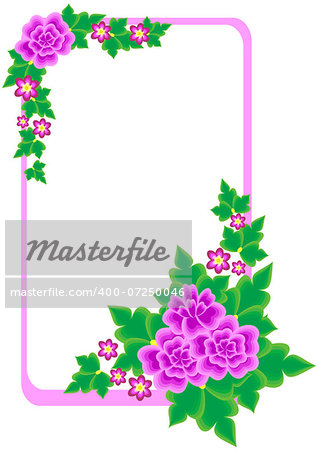 Illustration of frame with abstract flowers