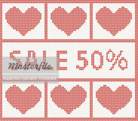 Christmas Sale. Scandinavian style knitted pattern with hearts