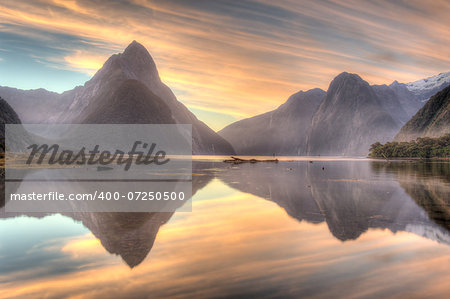 landscape of high mountain glacier at milford sound, New Zealand