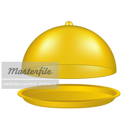 Open cloche in golden design on white background