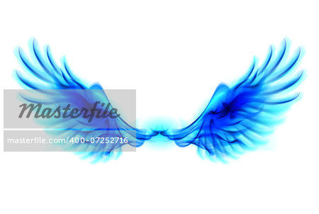 Illustration of blue fire wings on white background.