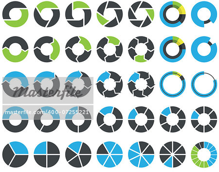 Pie charts and circular graph infographic kit