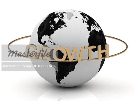 GROWTH inscription in gold letters around the earth