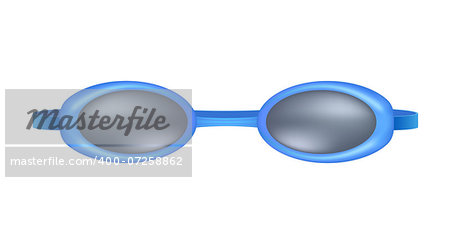 Blue goggles for swim on white background