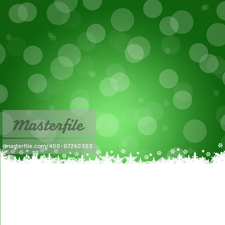 Christmas frame. White snowflakes on a green background