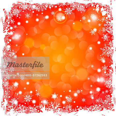 Grunge Christmas Frame with Snowflakes and Flare, vector illustration