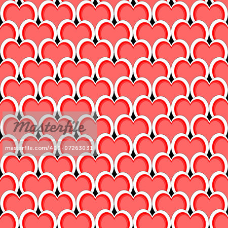 Design seamless red heart diagonal background. Vector art