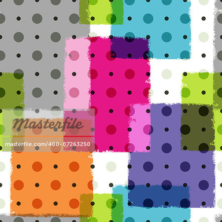 Seamless grungy colorful pattern with polka dots (vector eps 10)