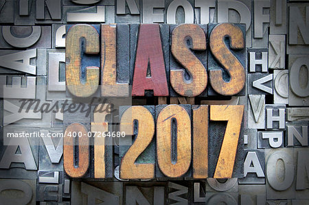 Class of 2017 written in vintage letterpress type