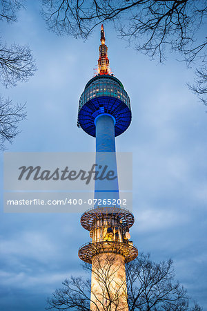 SEOUL - FEBRUARY 17: N Seoul Tower at twilight February 17, 2013 in Seoul, South Korea. The tower marks the highest point in the city at  479.7m above sea level.