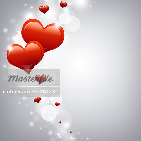 Two red hearts. Abstract background. The concept of Valentine's Day