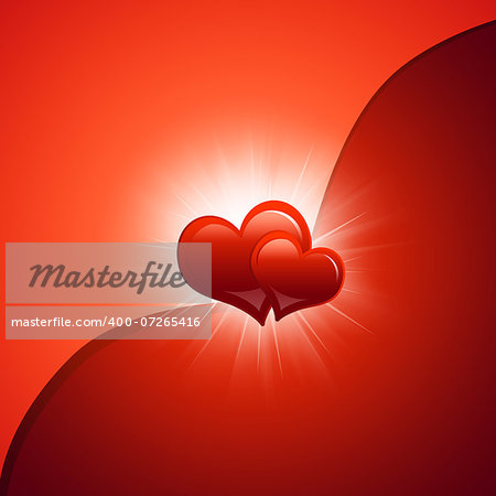 Two red hearts. Abstract background. The concept of Valentine's Day