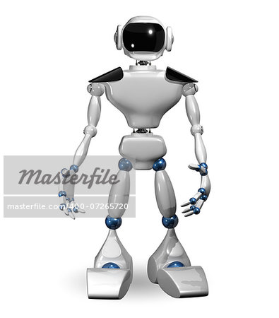 3d illustration of a white robot on white background