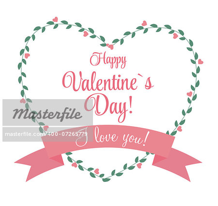 Vector St Valentine Day's Greeting Card in Retro Style Design