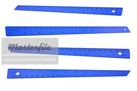 Blue plastic ruler. Isolated render on a white background