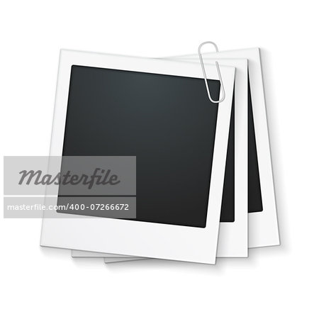 Three photo frames with clip, vector eps10 illustration