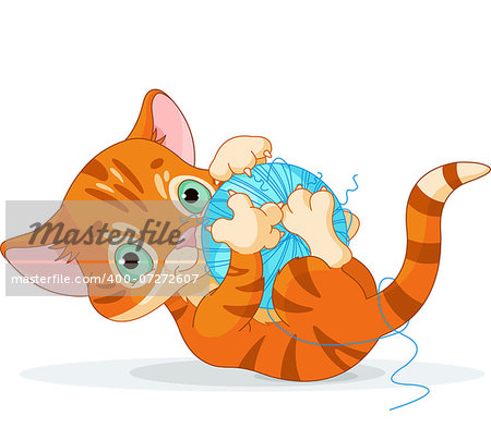 Tubby kitten playing with a ball of yarn Tubby kitten playing with a ball of yarn
