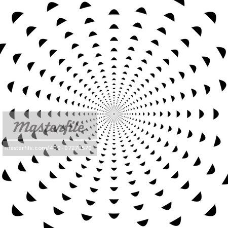Monochrome abstract perspective funnel movement background in op art design. Vector-art illustration