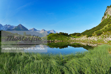 Mountain Lake in Summer, Guggersee, Obersdorf, Allgau, Alps, Swabia, Bavaria, Germany