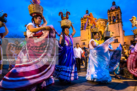 Dancers at Day of the Dead Festival Parade, Oaxaca de Juarez, Oaxaca, Mexico