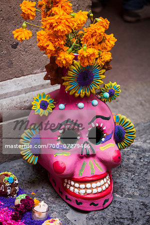 Decorations for Day of the Dead Celebrations, Mexico City, Mexico