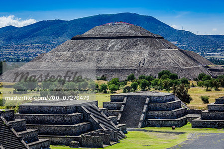 View of Plaza of the Moon and Pyramid of the Sun from Pyramid of the Moon, San Juan Teotihuacan, northeast of Mexico City, Mexico