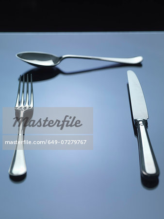 Knife, fork and spoon