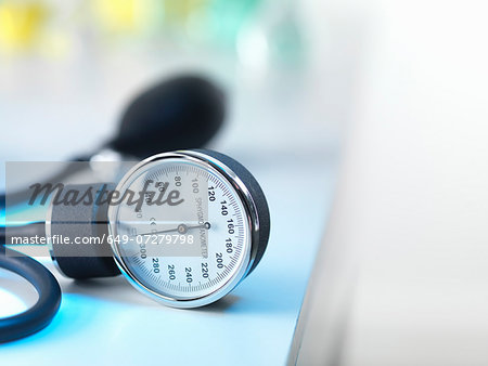 Blood pressure gauge in Doctors surgery Blood pressure gauge in Doctors surgery