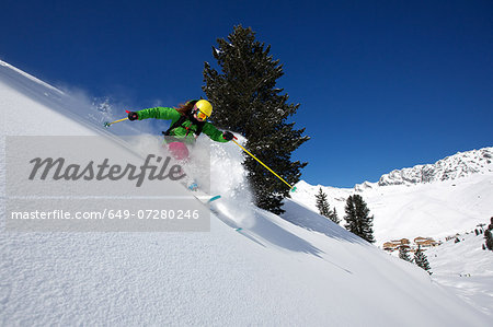 Woman off piste skiing in Kuhtai , Tirol, Austria