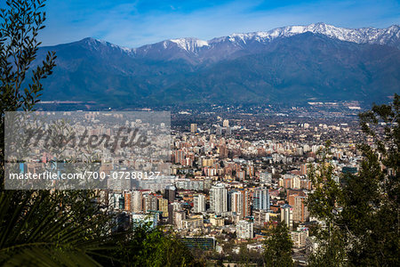 View of Santiago from Cerro San Cristobal, Bellavista District, Santiago, Chile