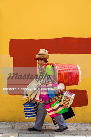 Basket and Hat Seller, Oaxaca de Juarez, Oaxaca, Mexico Basket and Hat Seller, Oaxaca de Juarez, Oaxaca, Mexico