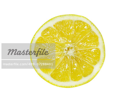 Fresh Half Lemon isolated over white.