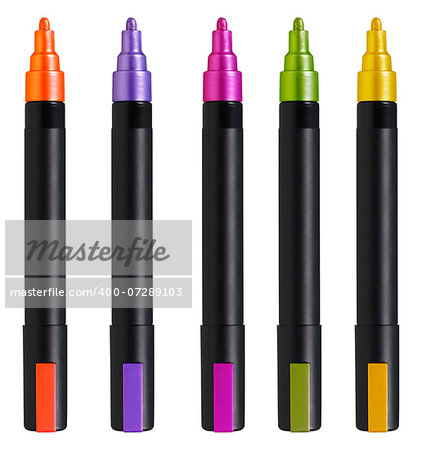 Colorful text highlighter pens,  (with clipping work path)