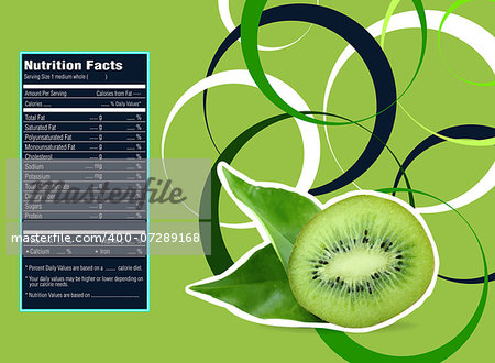 Creative Design for Kiwi with Nutrition facts  label.