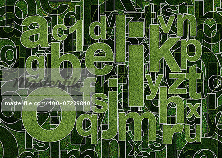 Abstract alphabet image with letter mix from grass