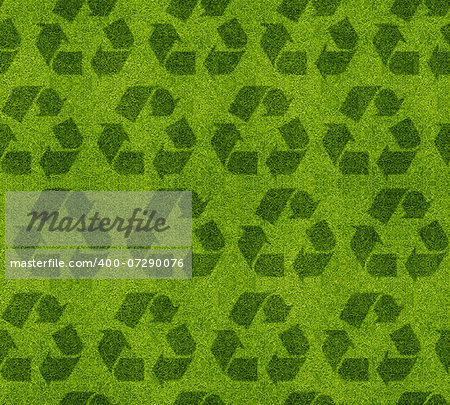 seamless recycle sign background made from grass, Ecological awareness concept